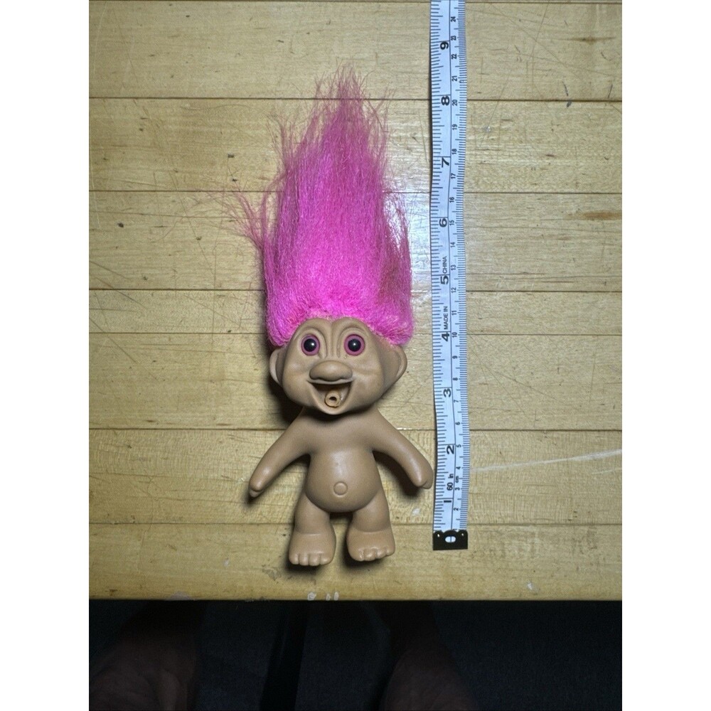 Vintage 1991 5" T.N.T. TNT Naked Lucky TROLL DOLL Pink Hair Pink Eyes